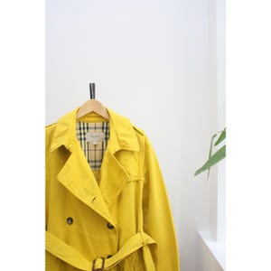Burberry Yellow Nova Check Coat Women&#39;s 8US Made In Italy