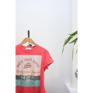 Moschino Jeans Vintage Pink Printed T-Shirt US8 Y2k
