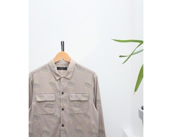 Allsaints Folklore LS Shirt Beige Abstrakt Herren Shirt