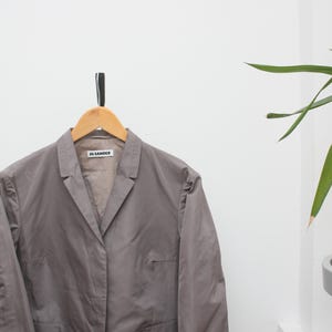 Jil Sander Nylon Sidenblandning Metallic Grå Casual Kavaj 42