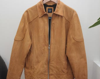 Gap Leather Jacket Men's Medium - Etsy