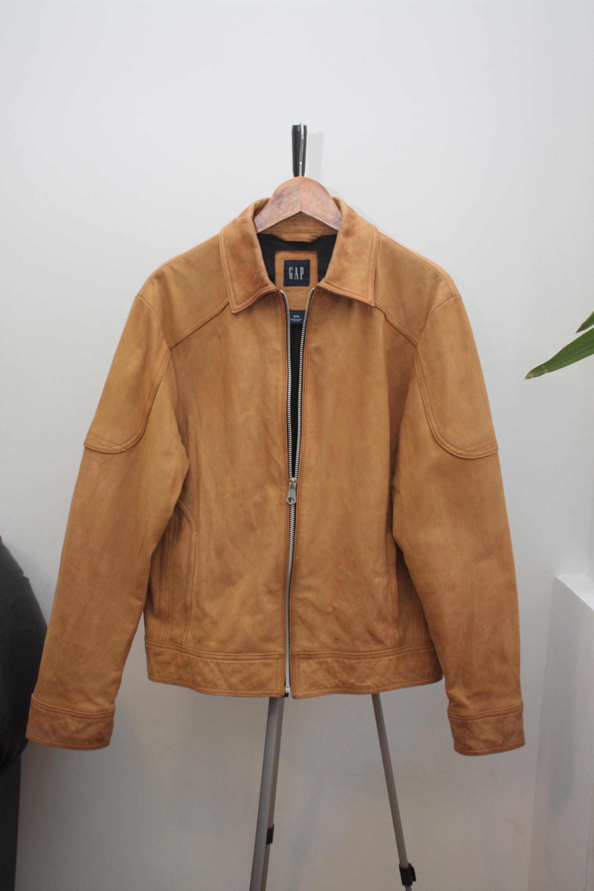 Gap Leather Jacket Men's Medium - Etsy