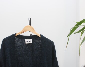 Cárdigan de mezcla de lana y mohair azul marino para mujer, talla S, de Acne RAYA NEW PAW