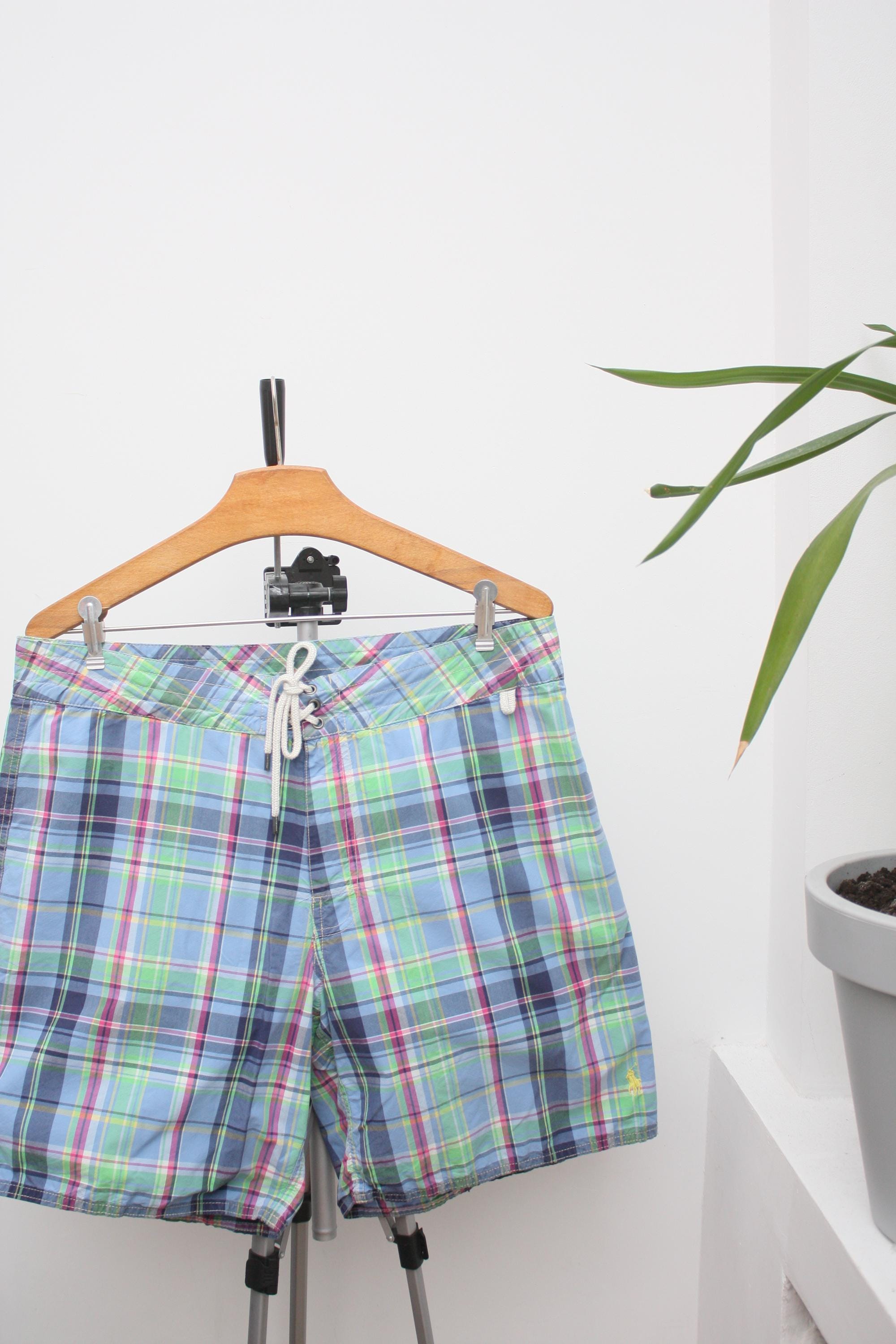 Checkered Denim Shorts - Etsy