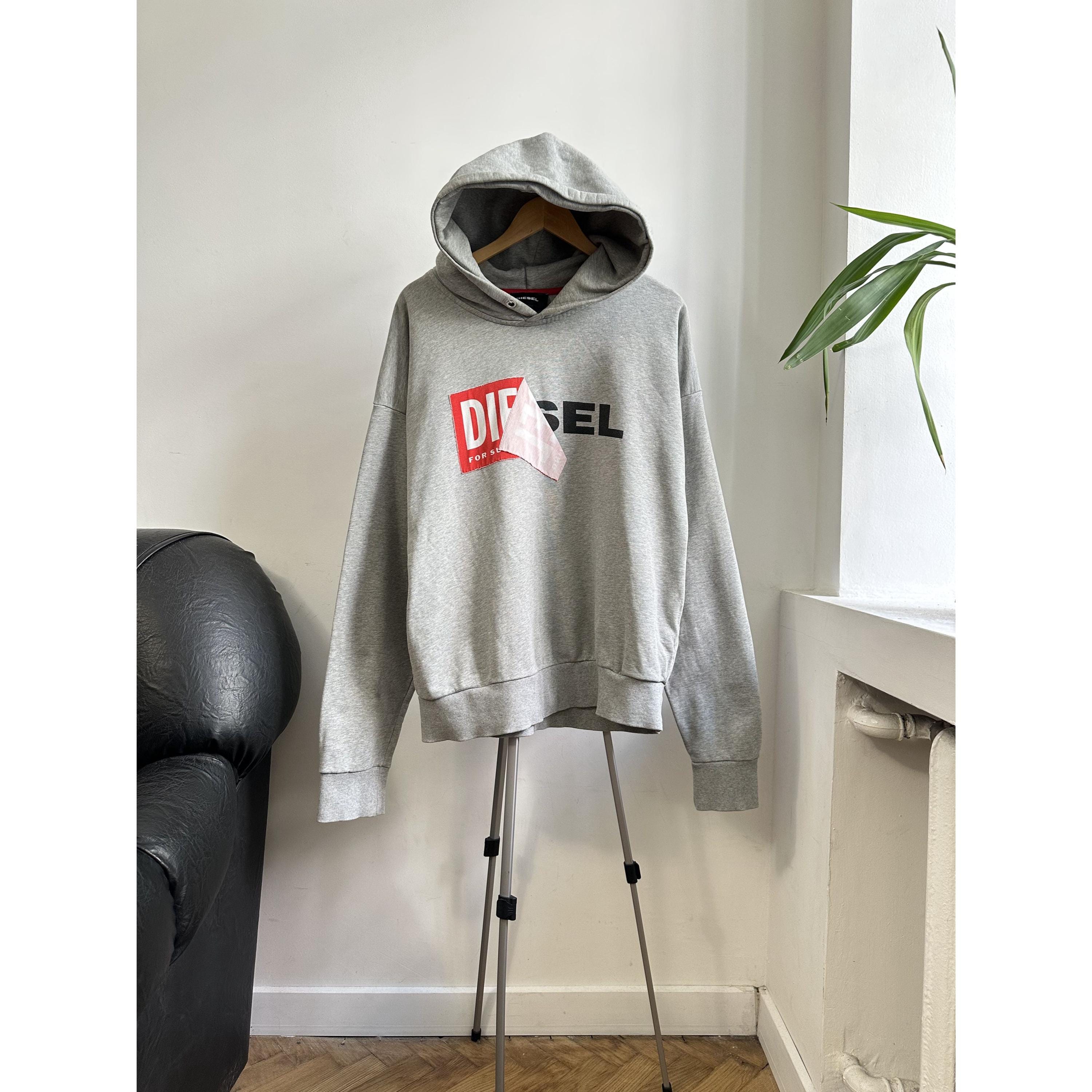 Diesel Gray Box Logo Hoodie Men's - Etsy