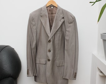 Versace Beige/Gray Vintage 3 Buttons Blazer Made In Italy