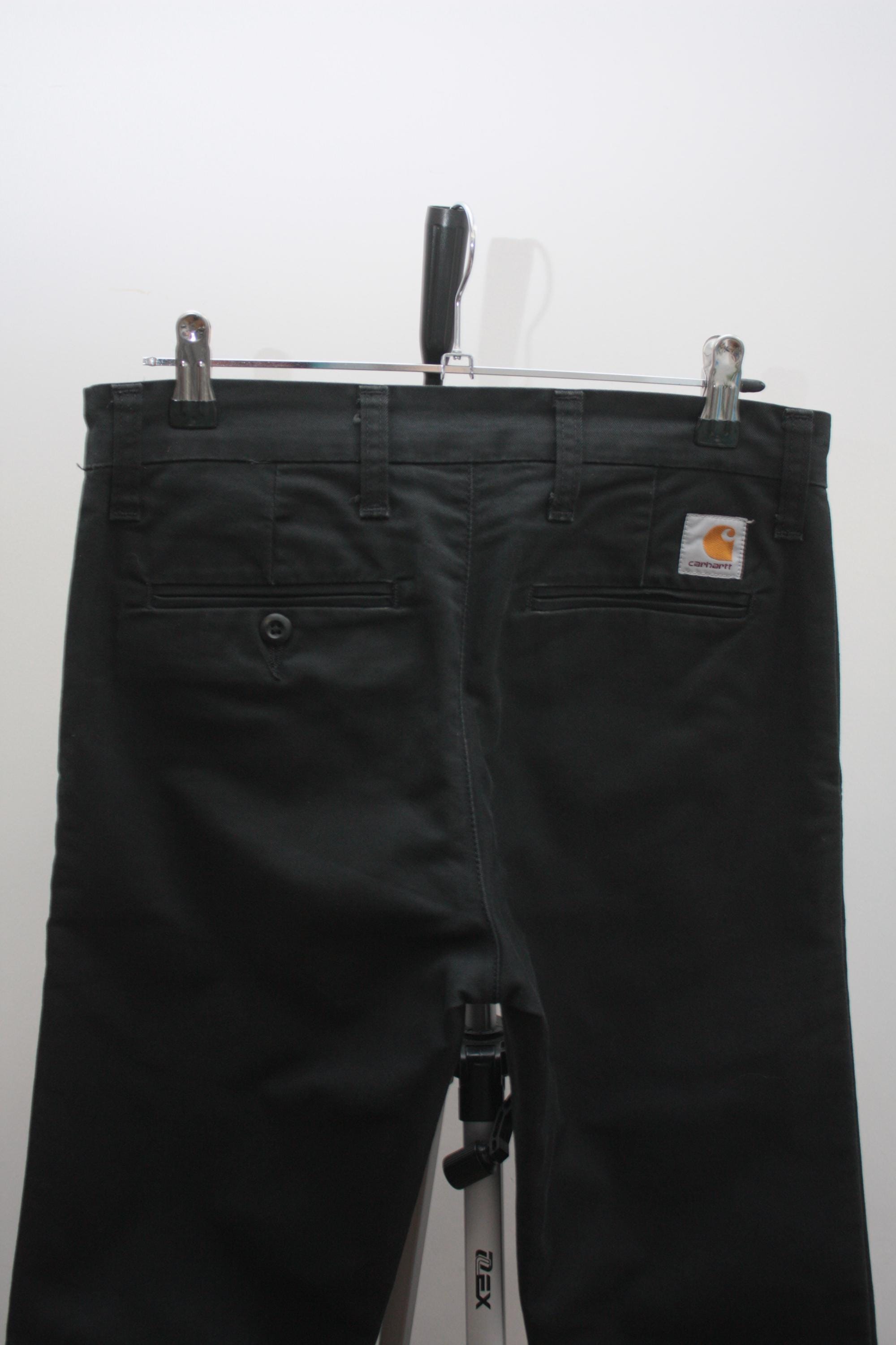 【カーハート】W’ THRIFT PANTS 黒　USA製　28×32 レア 古着 90s USA製 Carhartt ブラック ダック クラッシュ&リペア W
