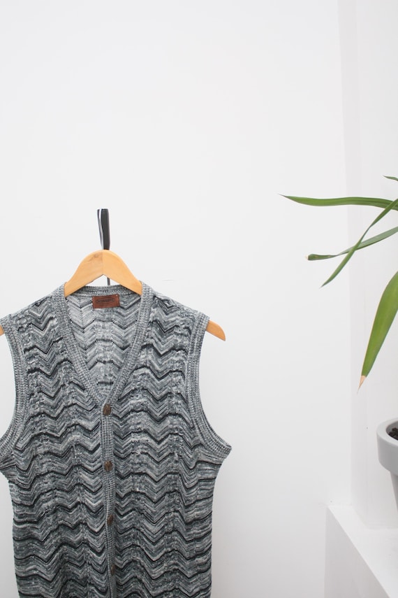 Missoni, Missoni Vintage Knitted Cotton Blend Vest Made In Italy
