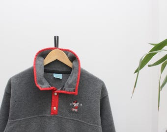 Disneyland Vintage Grey Snap-T Pullover Fleece Mickey Mouse
