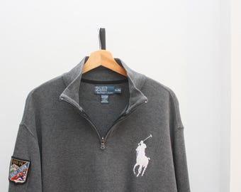 希少90s Polo by Ralph Lauren ウールジャケット グレー 1. VINTAGE 1990s POLO RALPH LAUREN LONG SLEEVE KNIT POLO SHIRT