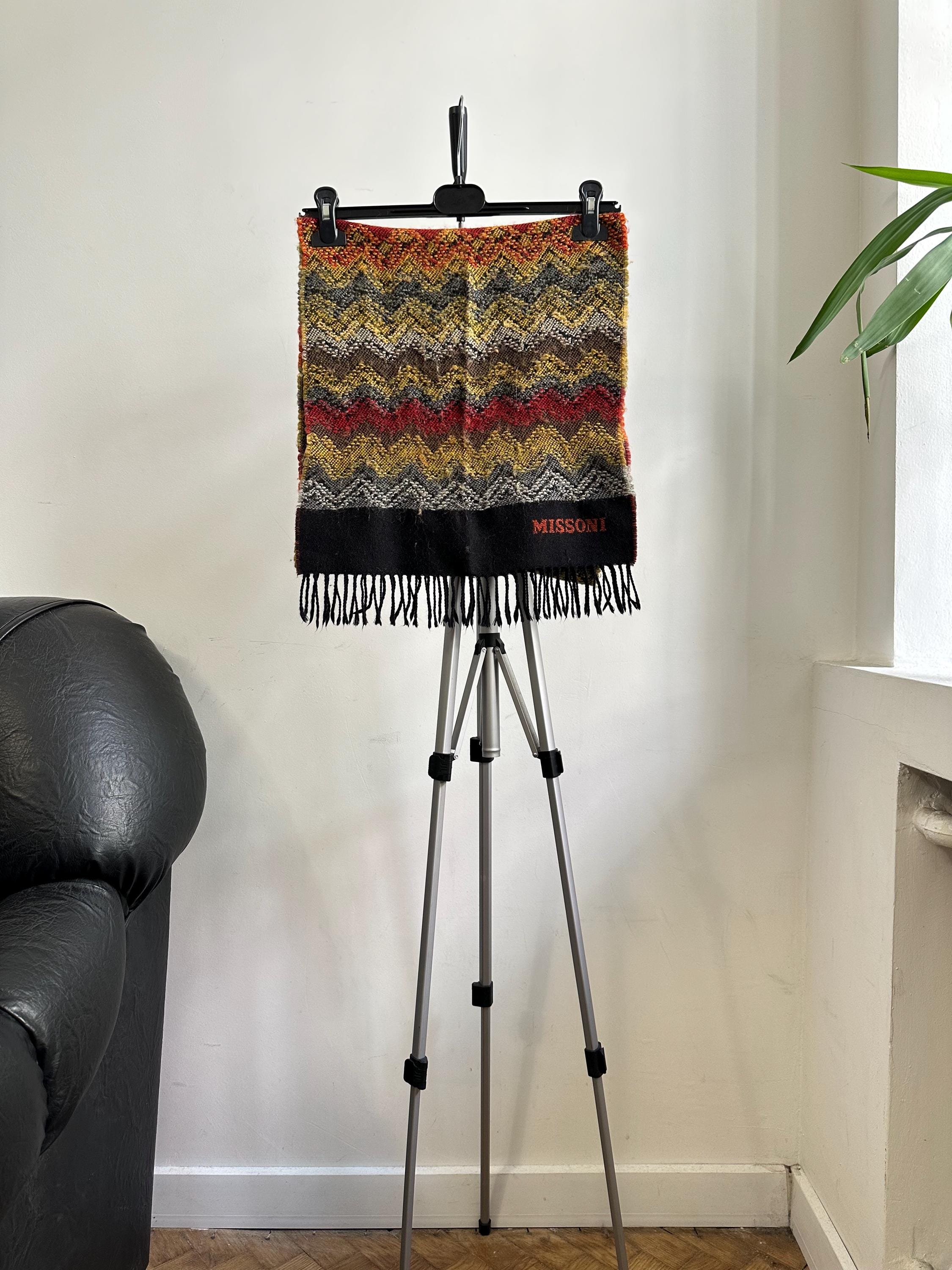Châle Missoni Vintage En Laine Et Soie - Motif Multicolore, 135x135 Cm, Occasion
