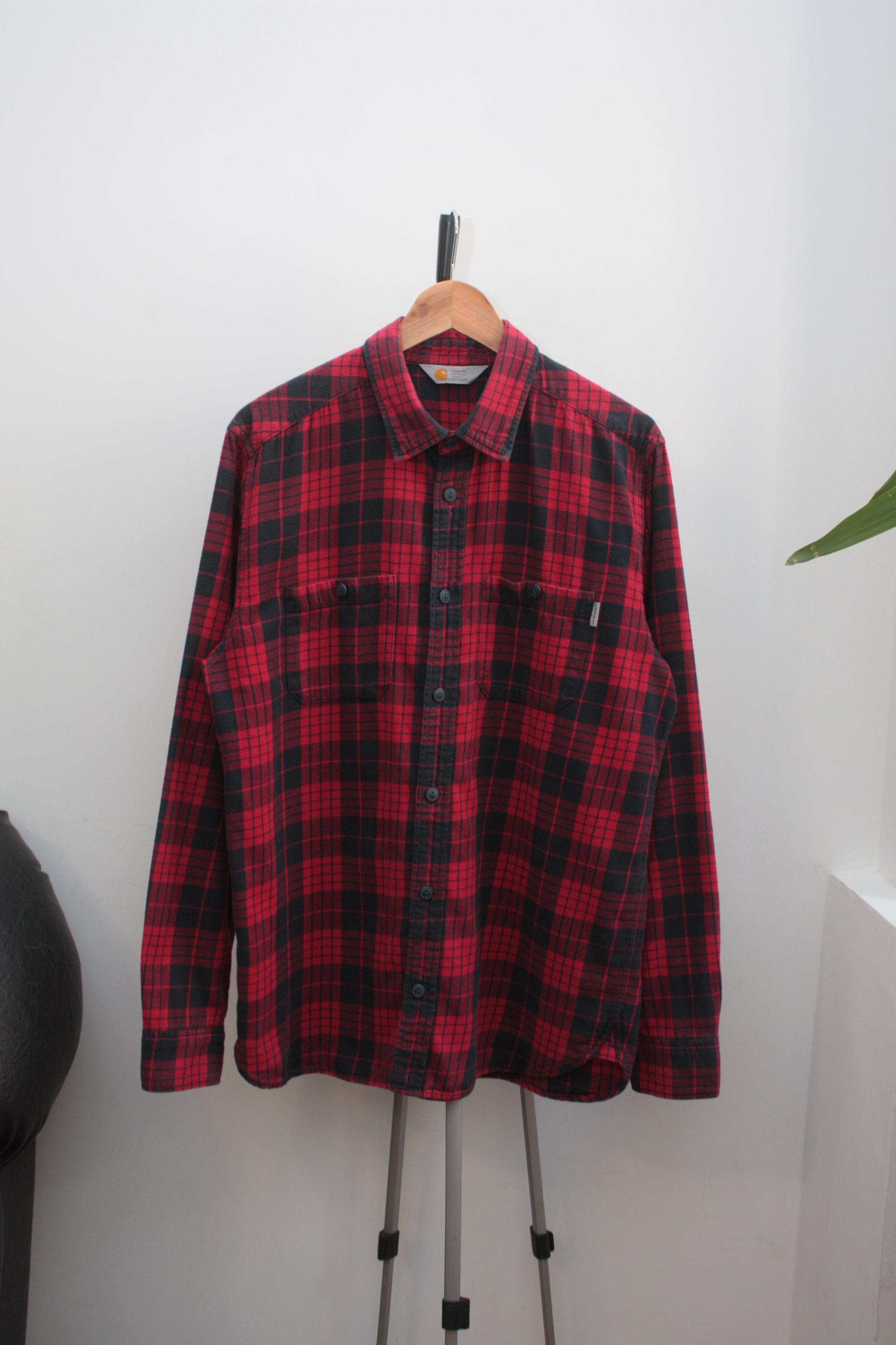 Carhartt WIP L/S Morgan Shirt Red Checkered Flannel Shirt M - Etsy