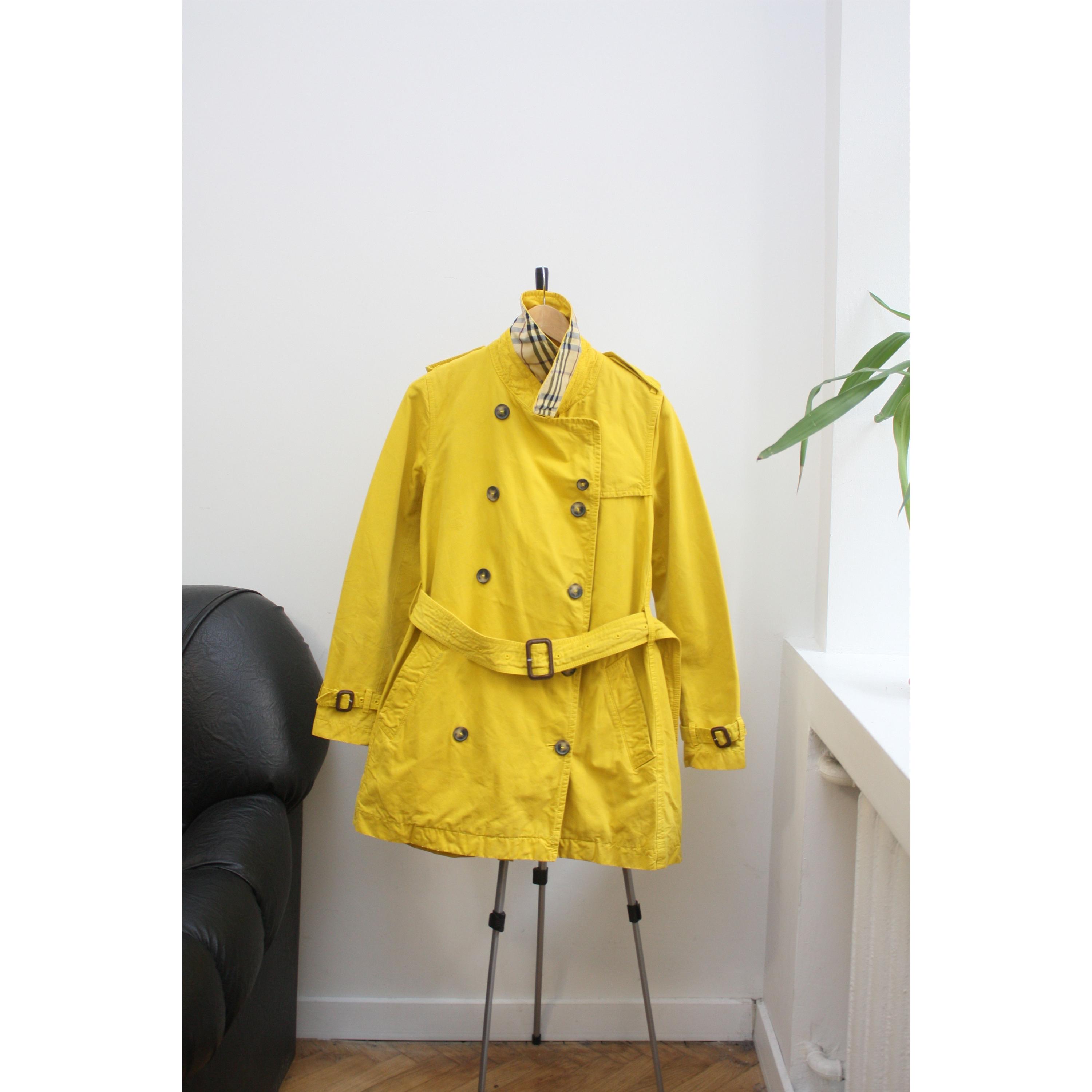 希少 レアカラー BURBERRY London カシミヤ100% イエロー系 Burberry Yellow Nova Check Coat Women's 8US Made in Italy - Etsy