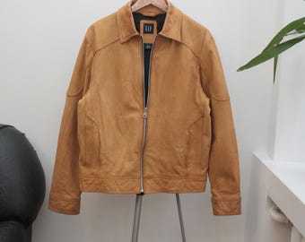 Gap Leather Jacket Men's Medium - Etsy