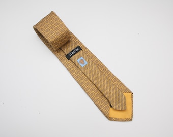 Versace Yellow Silk Tie Made In Italy