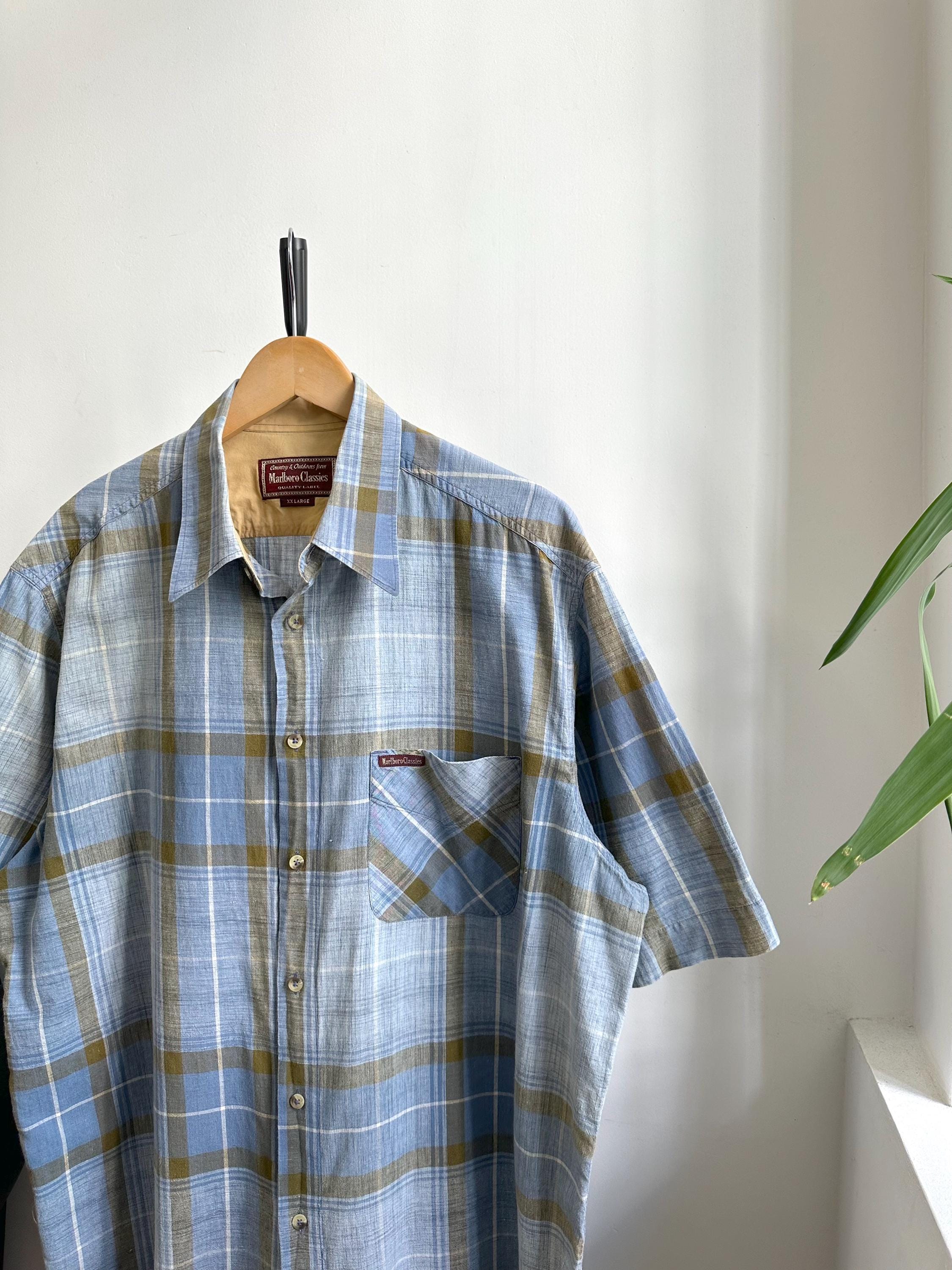 Marlboro Classics Vintage Blue Checkered Shirt XXL - Etsy