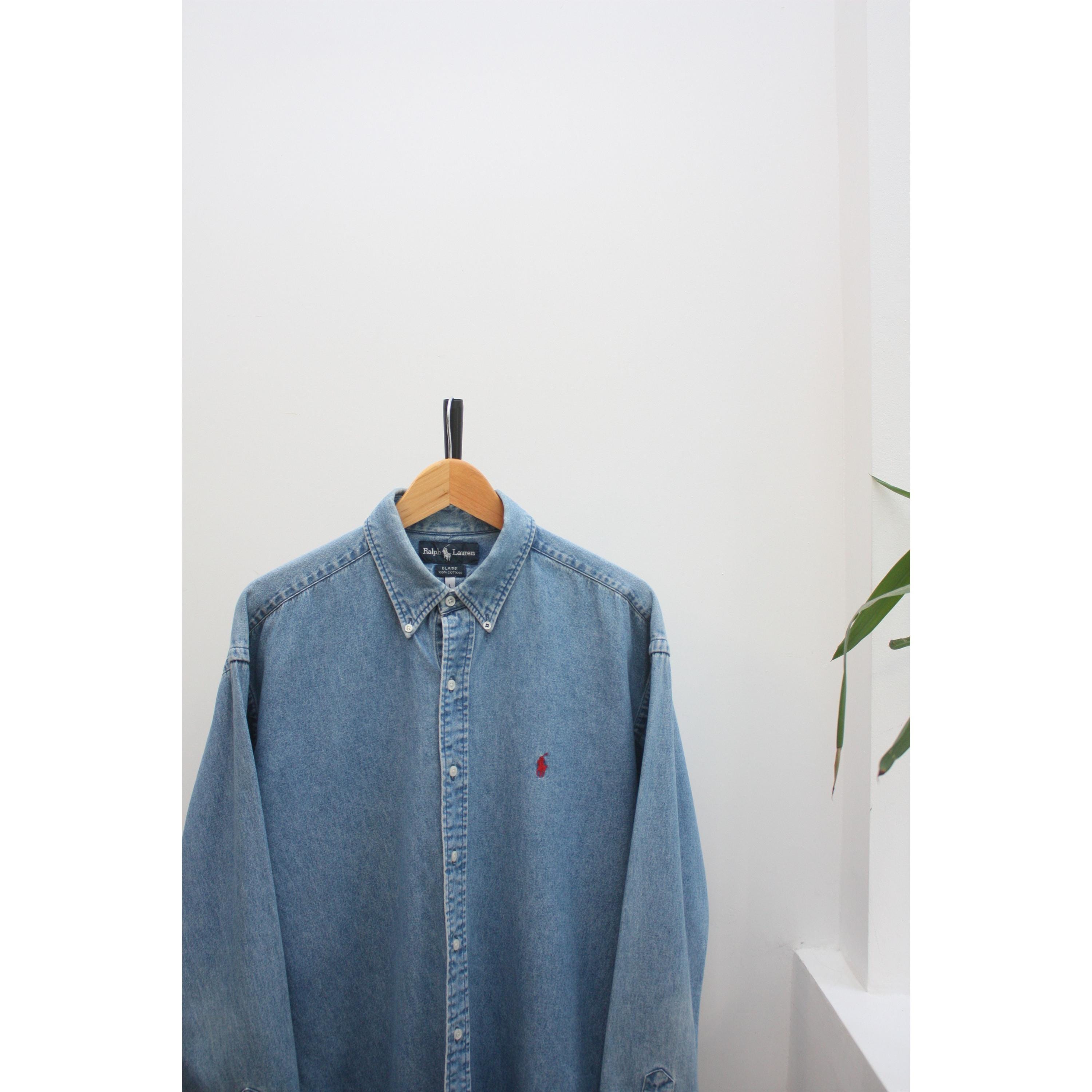 Ralph Lauren Blaire Vintage Denim Blue Shirt Men's Large - Etsy