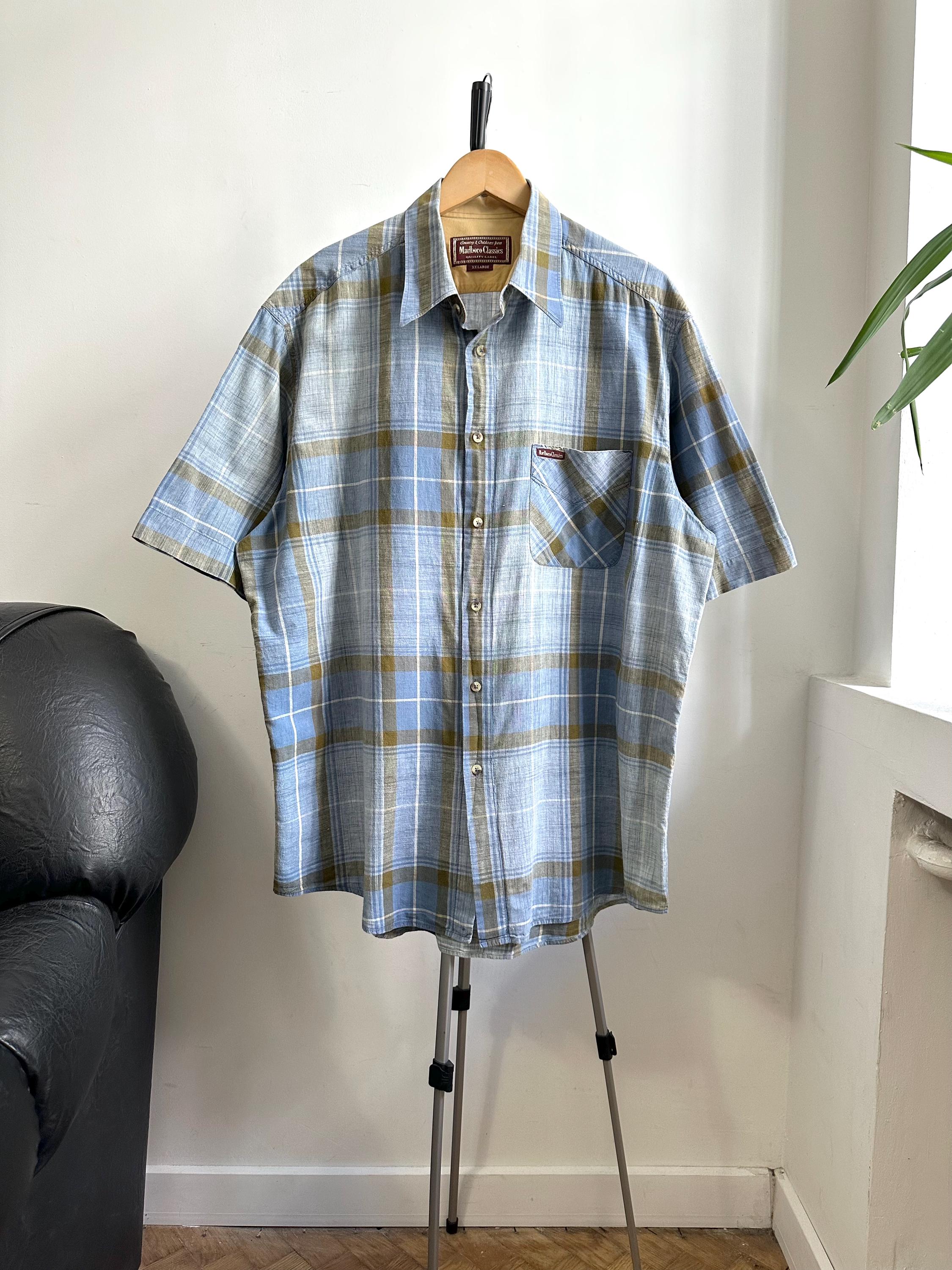 Marlboro Classics Vintage Blue Checkered Shirt XXL - Etsy