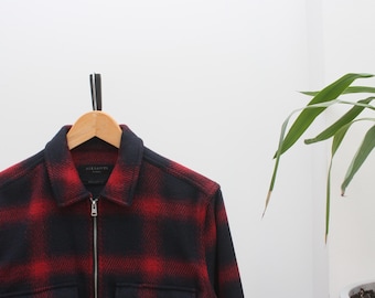 Allsaints Juneau Jacke Wollmischung Karierte Overshirt Mantel Jacke Herren