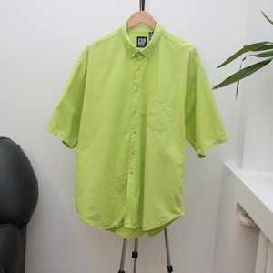 Gap Vintage Acid Green Short Sleeve Shirt Men&#39;s XL