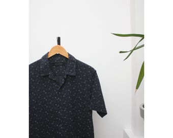 All Saints Rosid SS Hemd Navy Leinen Kurzarm S