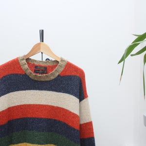 Tommy Hilfiger VTG Knitted Wool Silk Blend Striped Sweater