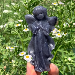 3.9&#39;&#39;+ Natural Blue Aventurine quartz,quartz crystal,hand carved,Crystal Angel,Angel skull,Crystal Gifts 1pc
