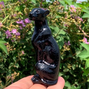 3,9&#39;&#39;+ Quartzo obsidiana natural, cristal de quartzo, esculpido à mão, leopardo de cristal, caveira de leopardo, presentes de cristal fino 1 peça