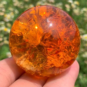 1.9&#39;&#39;+ Magical Orange Aura Crackle Sphere,Crystal Glass Ball,quartz Crystal,Crystal Ball,Crystal sphere,Crystal Gifts 1pc