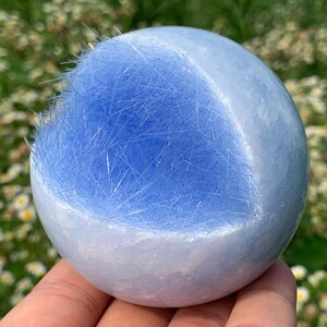 Blue Calcite Specimen Quartz Crystal Ball Cluster,Goethite,Crystal Sphere,Mineral Specimen,Energy Crystal,Fine Crystal Gifts 1PC