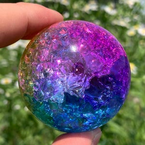 1.9 &#39;&#39;+ Titanium Regenbogen Magische Aura Crackle Sphere, Kristall Glas Ball,Quarz Kristall,Kristallkugel,Kristallkugel,Kristallkugel,Kristallkugel,Kristallkugel, Geschenke 1Stk