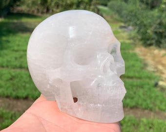 天然ホワイトクォーツクリスタルスカル：手彫り標本、ホーム
