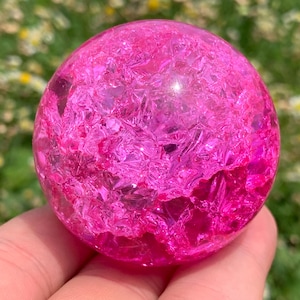 1.9&#39;&#39;+ Magical Pink Aura Crackle Sphere,Crystal Glass Ball,quartz Crystal,Crystal Ball,Crystal sphere,Crystal Gifts 1pc
