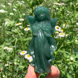 3.9&#39;&#39;+ Natural Aventurine quartz,quartz crystal,hand carved,Crystal Angel,Angel skull,Crystal Gifts 1pc