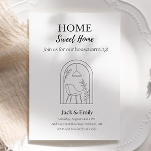 Housewarming Invitation, Modern New Home Housewarming Party Invite, Minimalistic Editable Printable Template, Digital Download