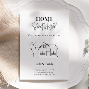 Modern Minimalist Housewarming Invitation Template (Canva Download)