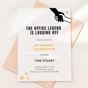 Invitation à la retraite amusante – La légende du bureau se déconnecte