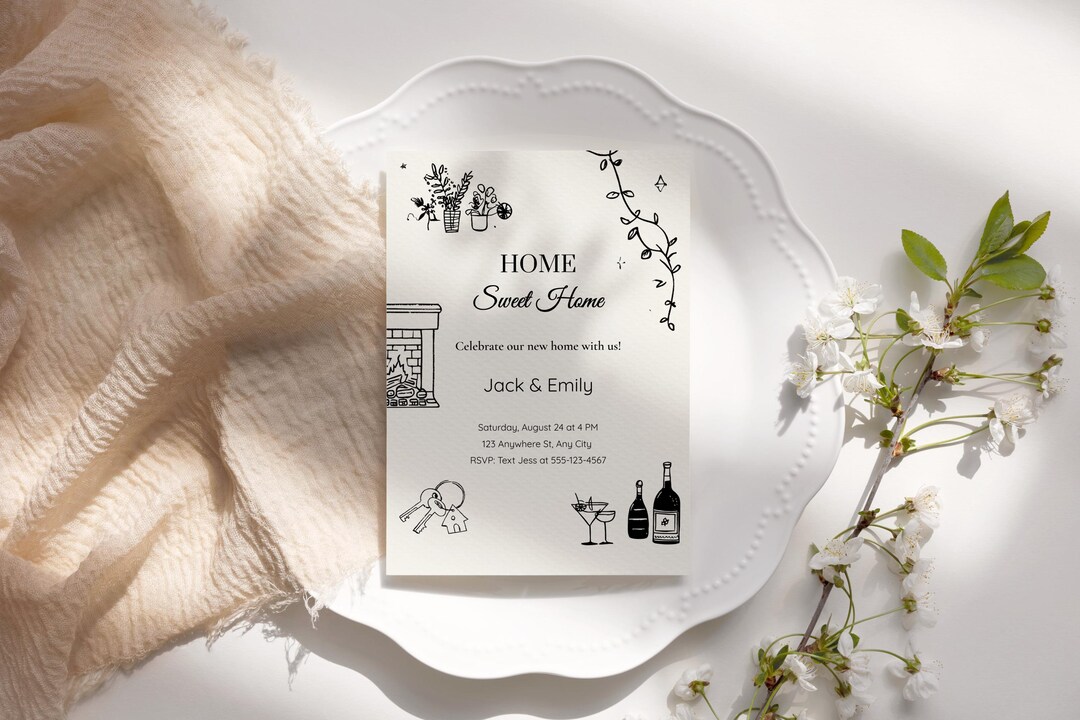 Editable Housewarming Invitation Template: Modern Floral Design ...