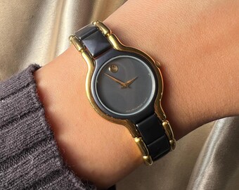 Movado Museum 81.E4.1844 Black Dial 2-Toned Stainless Steel Ladies Wristwatch. Movado Museum Two-Tone Diamond Black Dial Quartz Women main image 4