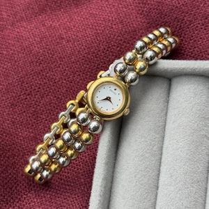 Vintage 1990s Two-Tone Ladies' Seiko Quartz Watch With Beaded Bracelet