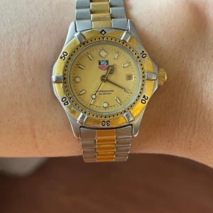 Vintage TAG Heuer 2000 Professional Watch Two Tone Gold Steel | 200M Diver Quartz | Champagne Dial Date | Luxury Swiss Wristwatch 90s