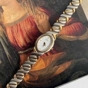 Vintage Seiko Women’s Watch | Two Tone Gold & Silver Oval Dial | 90s Seiko Quartz Bracelet Watch | Elegant Seiko Timepiece