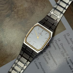Vintage Cyma Two-Tone Watch: Swiss Made Rectangular Dress Watch