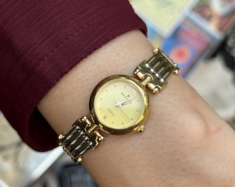 Vintage Pierre Cardin Two-Tone Watch | Gold Dial, Ribbed Bracelet