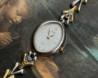 Vintage Seiko Alba Women’s Watch – Oval Dial – Two-Tone Chevron Bracelet