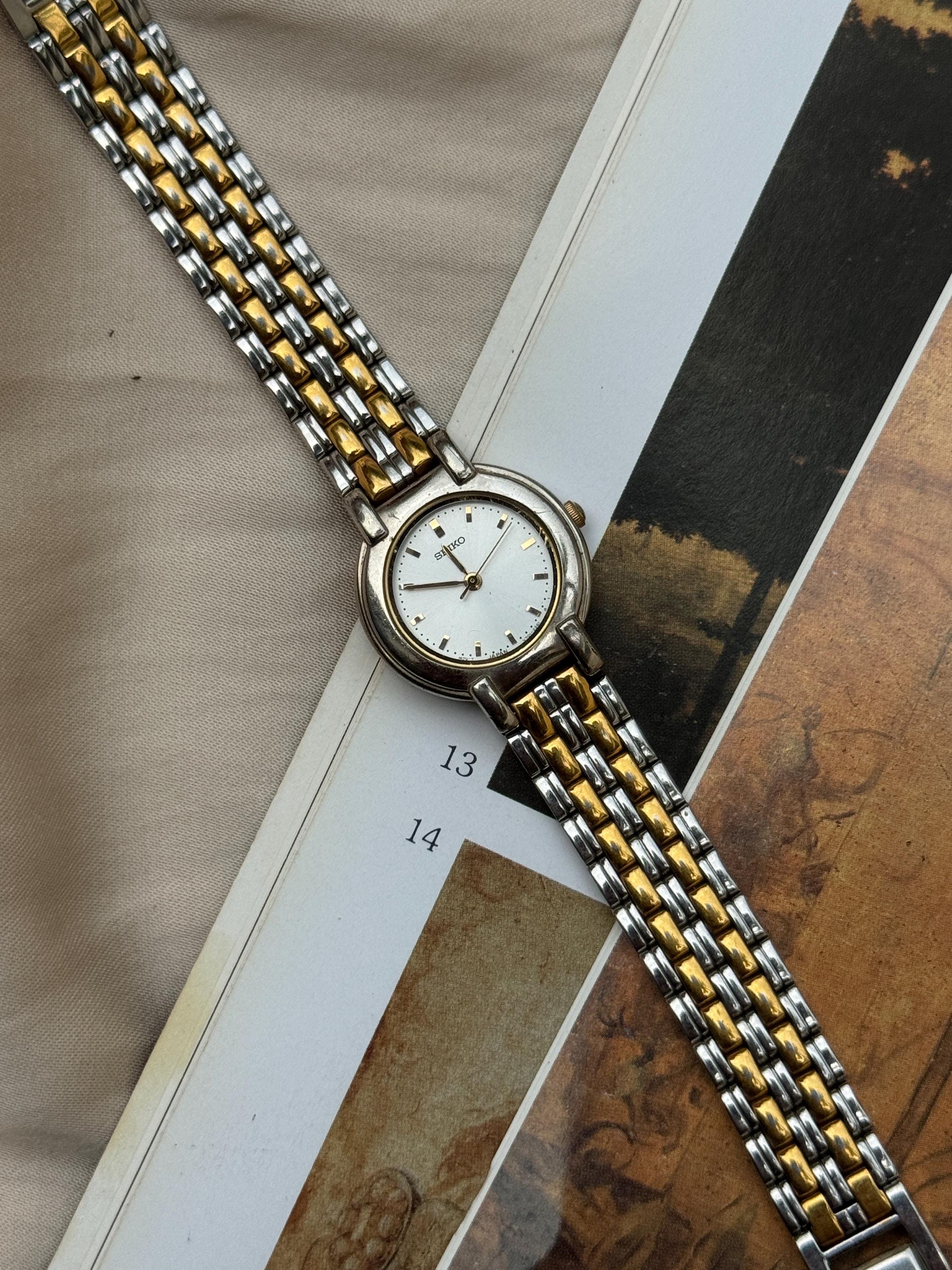 Vintage Seiko Two-Tone Quartz Watch | Gold & Silver Ladies Dress Watch | Classic Seiko Round Face| 90s Retro Seiko Watch