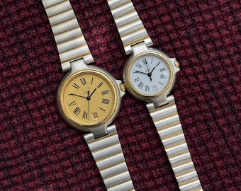 Vintage Dunhill Millennium His & Hers Watch Set |32mm Gold Dial  28mm White Dial | Two Tone Gold Stainless Steel | Swiss Quartz Couple Watch