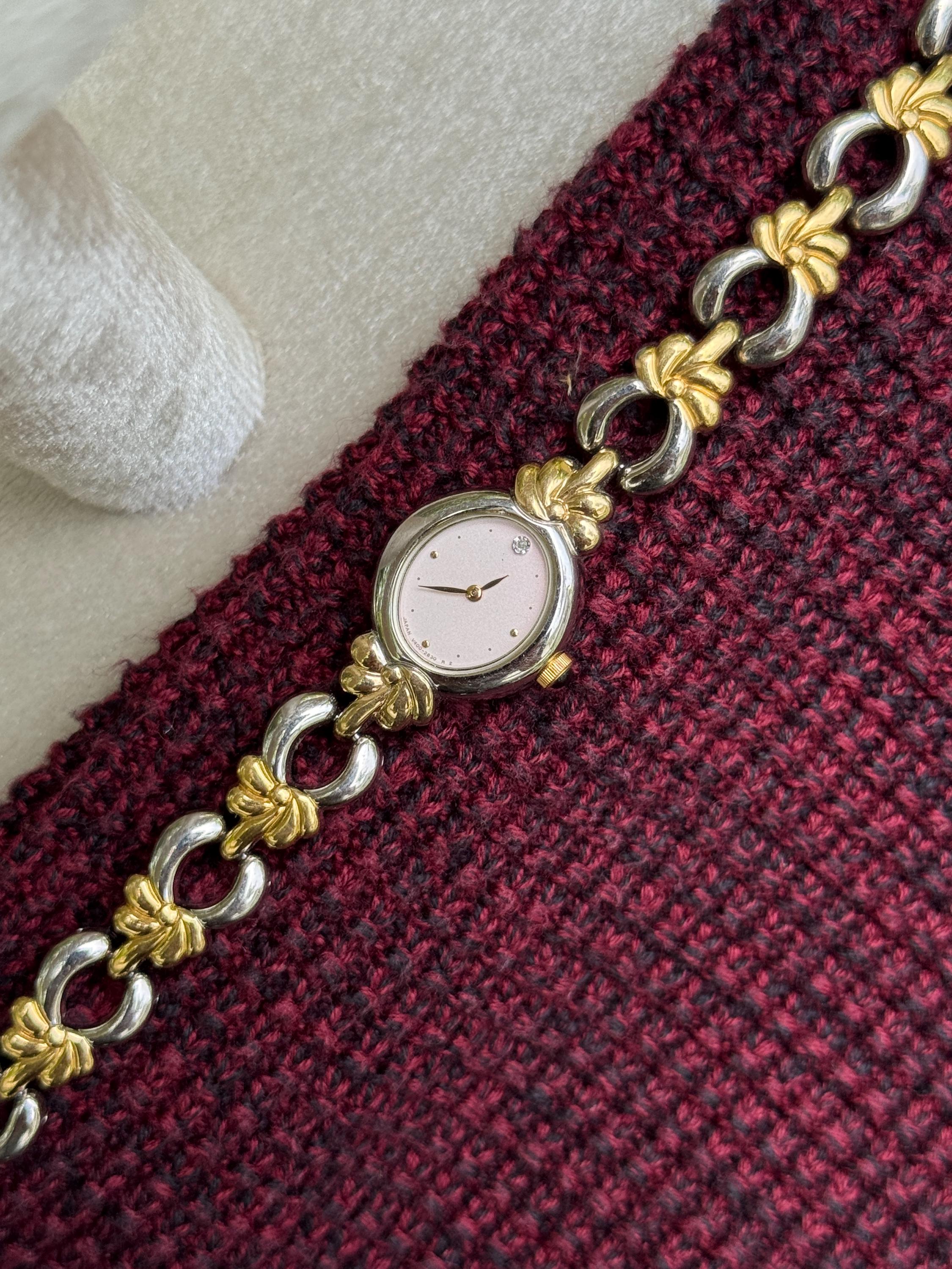 Vintage Citizen Noevir Two-tone Watch |pink Dial Diamond Accent