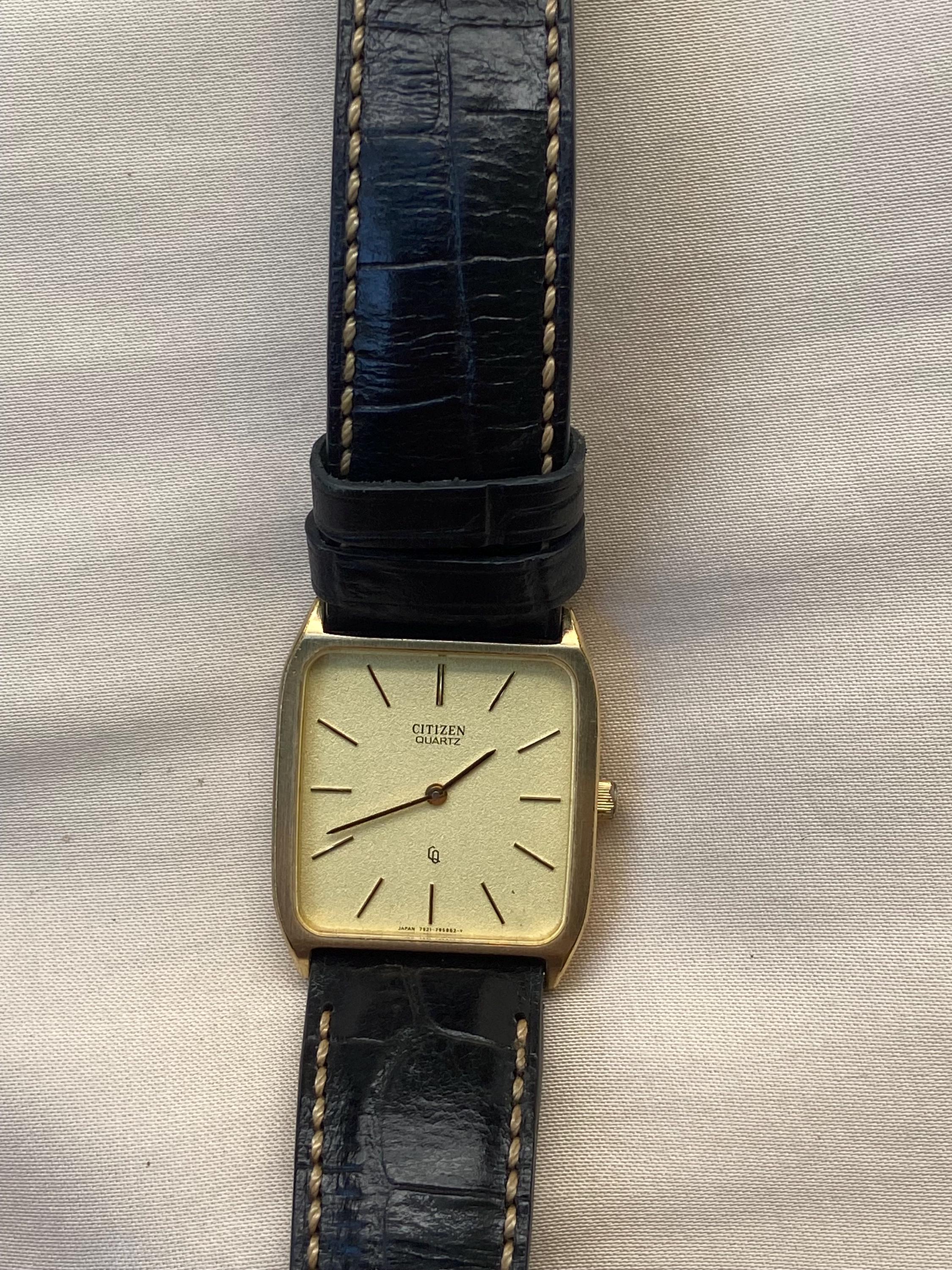 Vintage Citizen Quartz Tank Watch Gold Tone Square Dress Watch