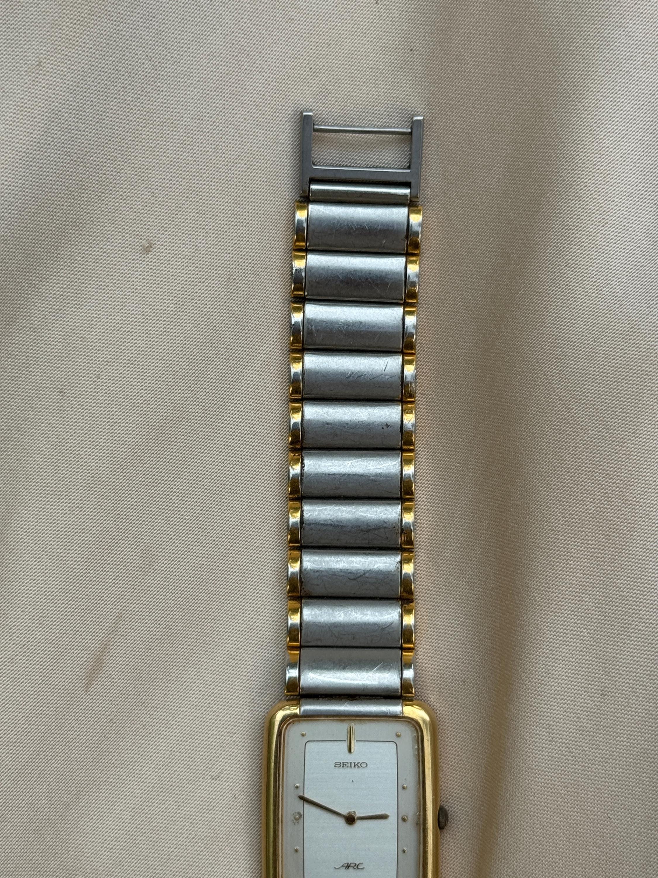 Vintage Seiko ARC Tank Watch | Two Tone Rectangular Quartz Dress